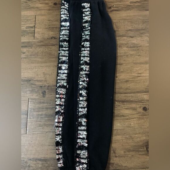 PINK VS SILVER LOGO BLING SWEATSHIRT/ JOGGER PANTS OUTFIT SET M - Picture 10 of 14